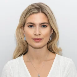 Sarah Alexander Alpine Snow Blue Lace Achat Double Drop Ohrringe* Etwas Blaue Geschenke | Geschenke Für Die Mutter Des Bräutigams