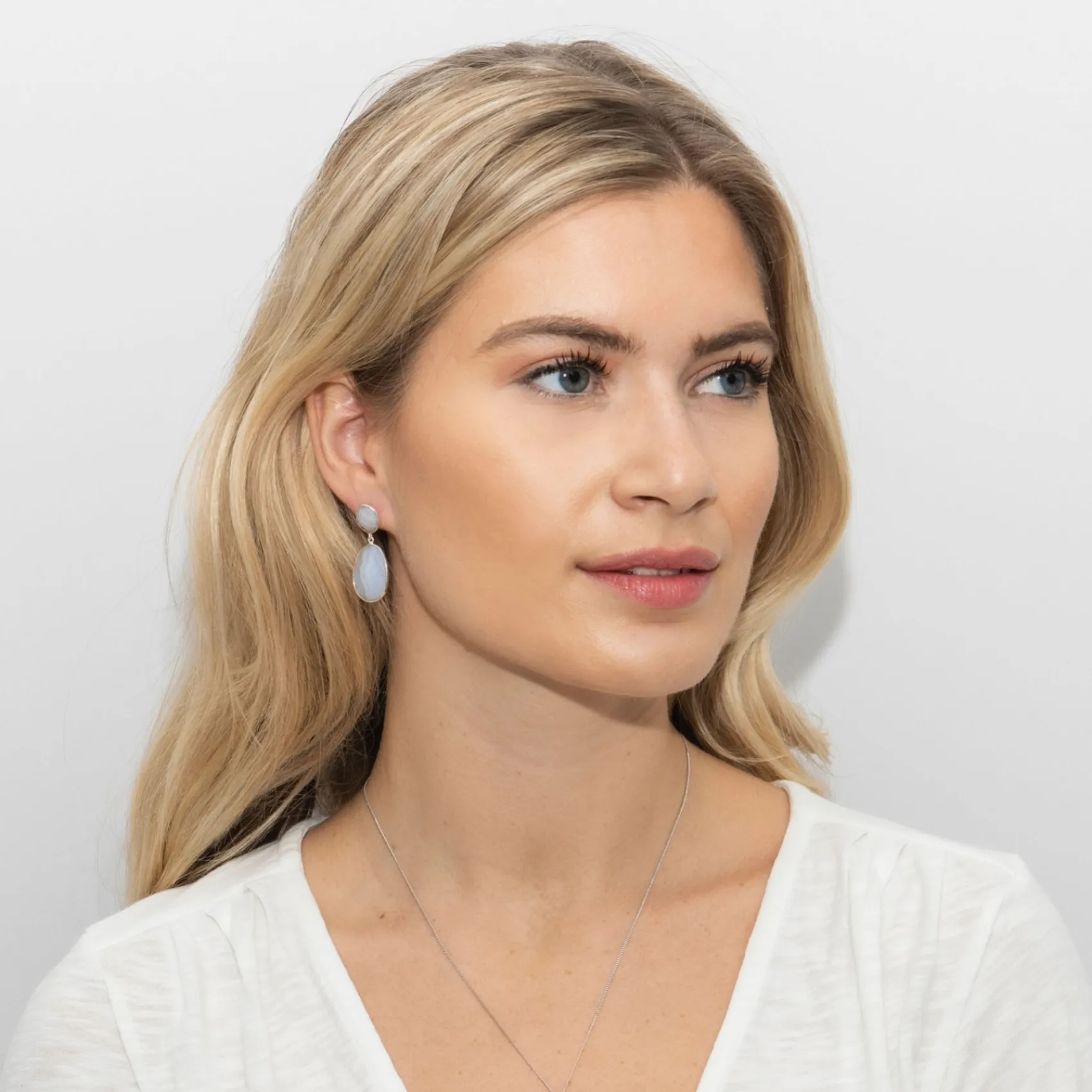 Sarah Alexander Alpine Snow Blue Lace Achat Double Drop Ohrringe* Etwas Blaue Geschenke | Geschenke Für Die Mutter Des Bräutigams