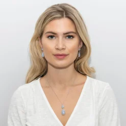 Sarah Alexander Alpine Snow Blue Lace Achat Double Drop Anhänger* Etwas Blaue Geschenke | Geschenke Für Die Mutter Des Bräutigams