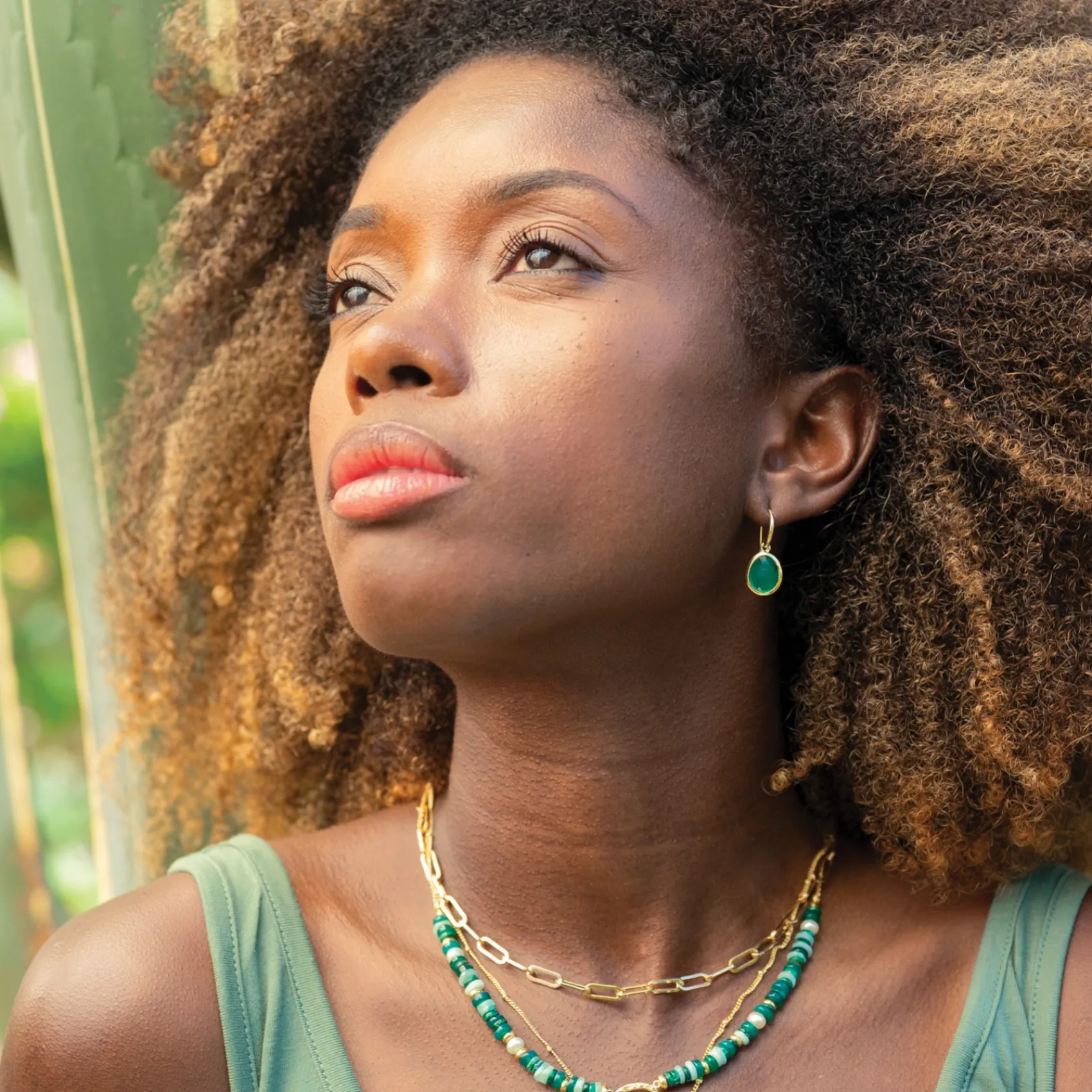 Sarah Alexander Nubia Grüner Onyx Gold-Tropfen-Ohrringe* Geschenke Für Die Mutter Des Bräutigams | Geschenke Für Die Mutter Der Braut