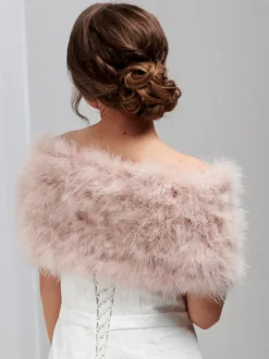 Beverly Hills Scarlet Blush Feder Brautstola* Federstolen & Umhänge | Hochzeitsumhänge & Tücher