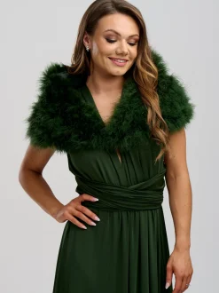 Beverly Hills Scharlachrot Olive Grün Feder Hochzeit Wrap* Federstolen & Umhänge | Hochzeitsumhänge & Tücher