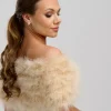 Beverly Hills Scharlachrote Champagner-Feder-Brautstola* Federstolen & Umhänge | Hochzeitsumhänge & Tücher