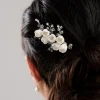 Lace & Favour Schneeglöckchen Porzellan Blumen und Kristall Mini-Haarkamm* Haarschmuck Aus Kristall | Silberne Haar-accessoires