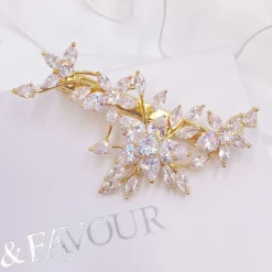 Lace & Favour Sierra Gold Floral Kristall Hochzeit Haarspange* Abschlussball Haarspangen & Kämme | Geschenke Für Brautjungfern