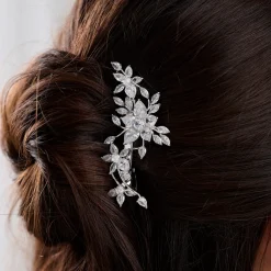Lace & Favour Sierra Silber Floral Kristall Hochzeit Haarspange* Abschlussball Haarspangen & Kämme | Geschenke Für Brautjungfern