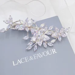 Lace & Favour Sierra Silber Floral Kristall Hochzeit Haarspange* Abschlussball Haarspangen & Kämme | Geschenke Für Brautjungfern