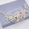 Twilight Designs Sophia Haarkamm mit Süßwasserperlen und Kristallblättern* Perlen-haarschmuck | Silberne Haar-accessoires