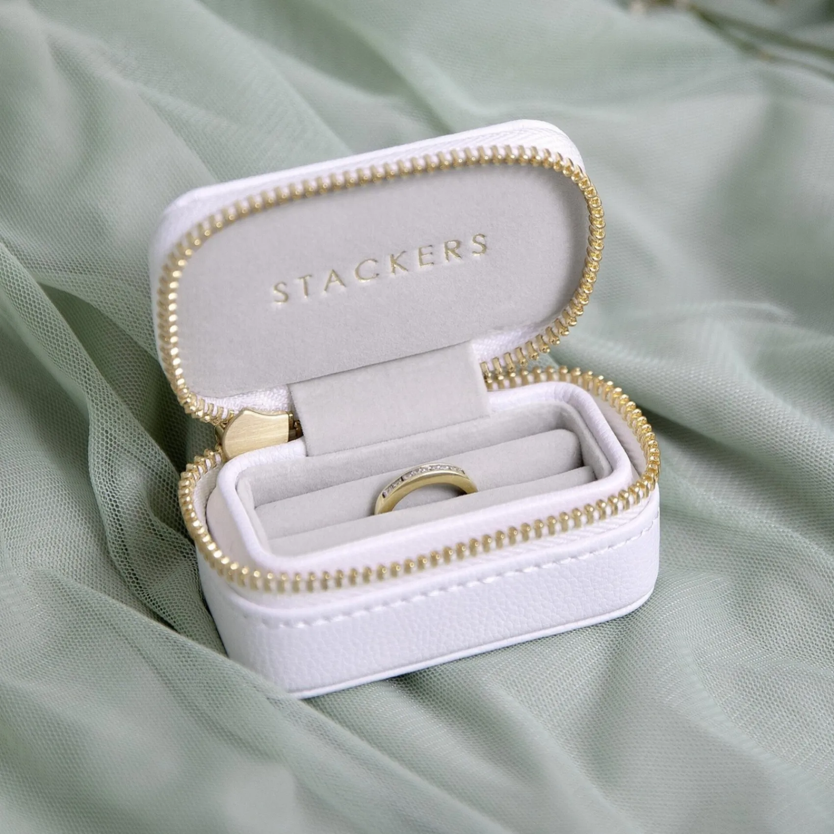 Stackers Weißer Kieselstein Ring Box* Ehering-boxen | Verlobungsgeschenke