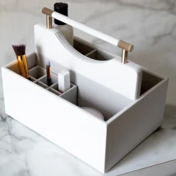 Stackers Weißer Kieselstein-Kosmetik-Organizer* Geschenke Für Die Braut | Makeup-organisatoren