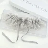 Boudoir Couture Surrender Silber Satin und Spitze Strumpfband mit Kristall Herz und Detail* Geschenke Für Die Braut | Strumpfbänder Für Bräute
