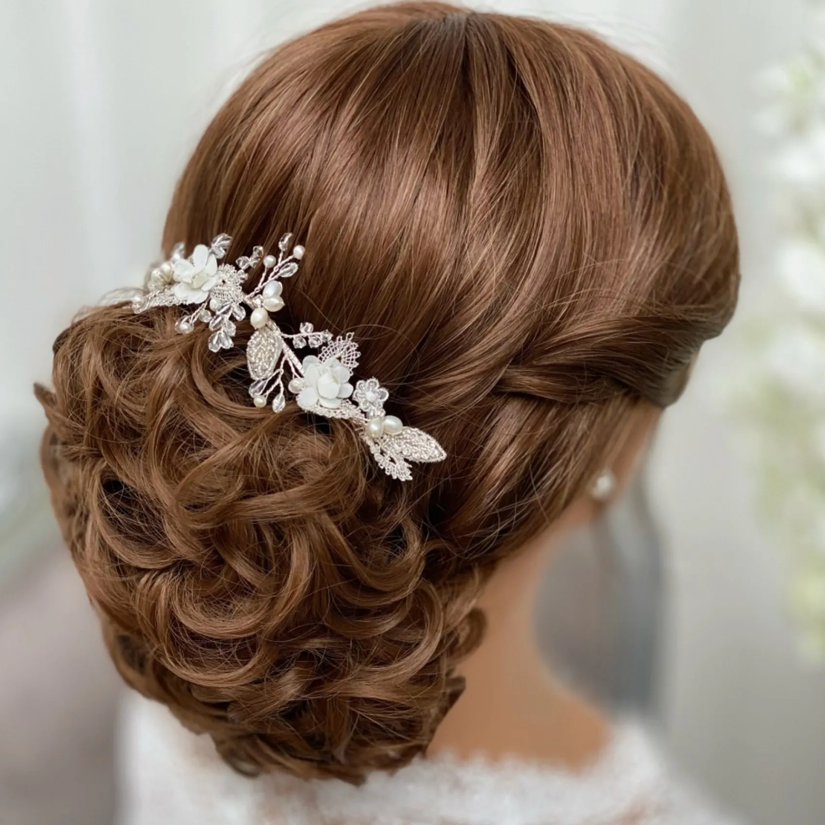 Beads & Beyond Tabitha Silver Leaves and Ivory Flowers Pearl Hair Vine* Perlen-haarschmuck | Silberne Haar-accessoires