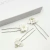 Beads & Beyond Tiffany Set mit 3 Haarnadeln aus Perlen und klarem Kristall mit Blumenmuster* Perlen-haarschmuck | Silberne Haar-accessoires