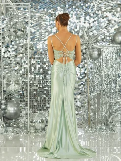 Tiffanys Prom Tiffanys Nina Sage Green Prom Dress* Tiffanys Illusion Prom Kleider | Grüne Ballkleider