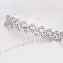 Lace & Favour Toskana Kristall-Blätter und Perlen Hochzeit Stirnband* Abschlussball-haarbänder & Tiaras | Haarschmuck Aus Kristall
