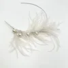 Beads & Beyond Vauderville Elfenbein Vintage Feder Stirnband* Vintage-kopfbedeckungen | Silberne Haar-accessoires