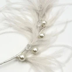 Beads & Beyond Vauderville Elfenbein Vintage Feder Stirnband* Vintage-kopfbedeckungen | Silberne Haar-accessoires