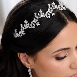 Lace & Favour Venito Silber Kristall Blätter Hochzeit Stirnband* Abschlussball-haarbänder & Tiaras | Haarschmuck Aus Kristall