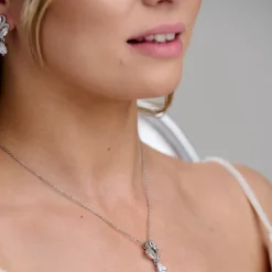 Lace & Favour Vintage-Halskette mit Kristallanhängern (Silber)* Silberner Abschlussball-schmuck | Abschlussball-halsketten