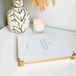 Blush & Gold Weiß-goldenes Luxus-Hochzeitsplanerbuch mit vergoldeten Rändern* Wedding Planner Bücher | Verlobungsgeschenke