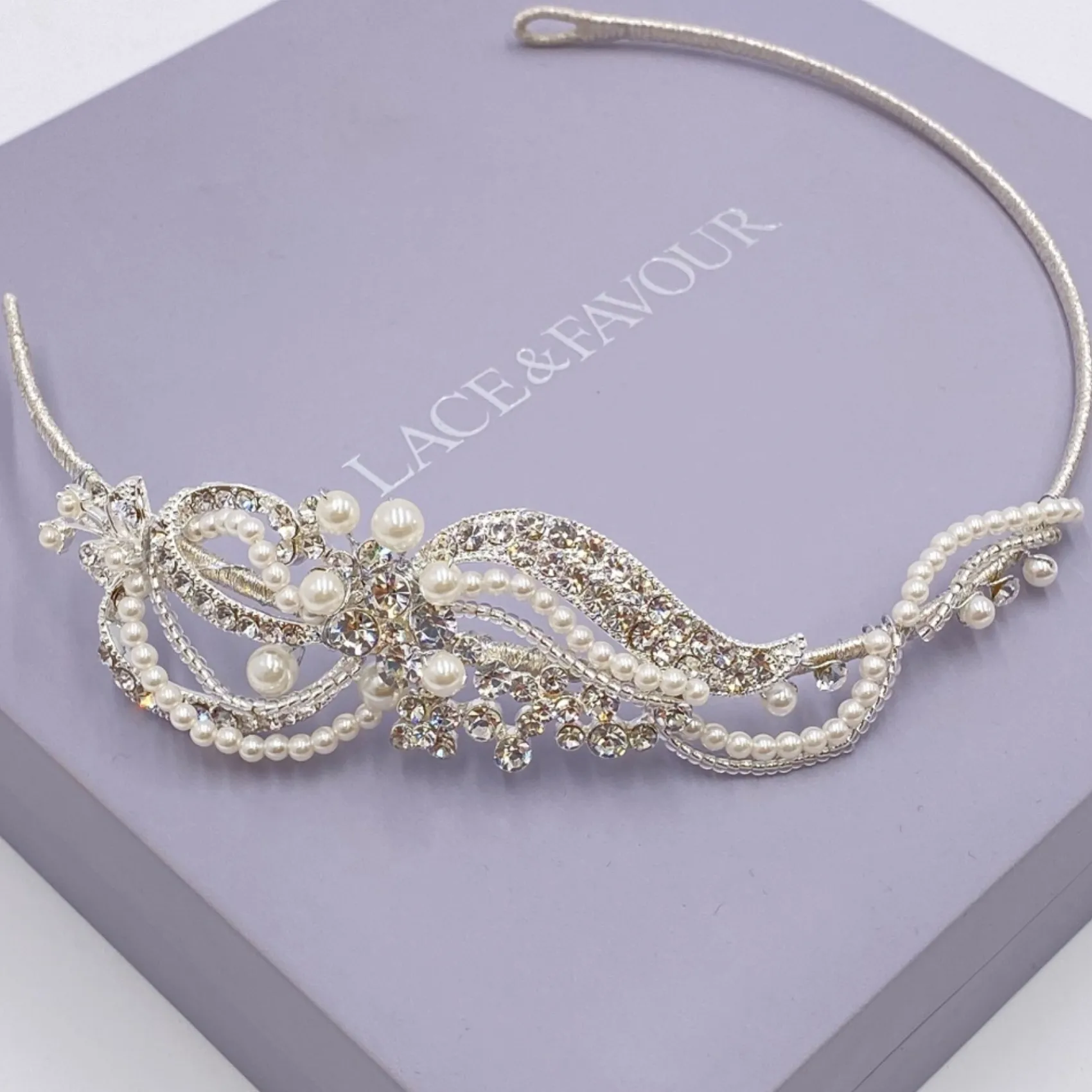 Twilight Designs Yvette Vintage Diamante und Perle Seite Stirnband* Vintage-kopfbedeckungen | Perlen-haarschmuck