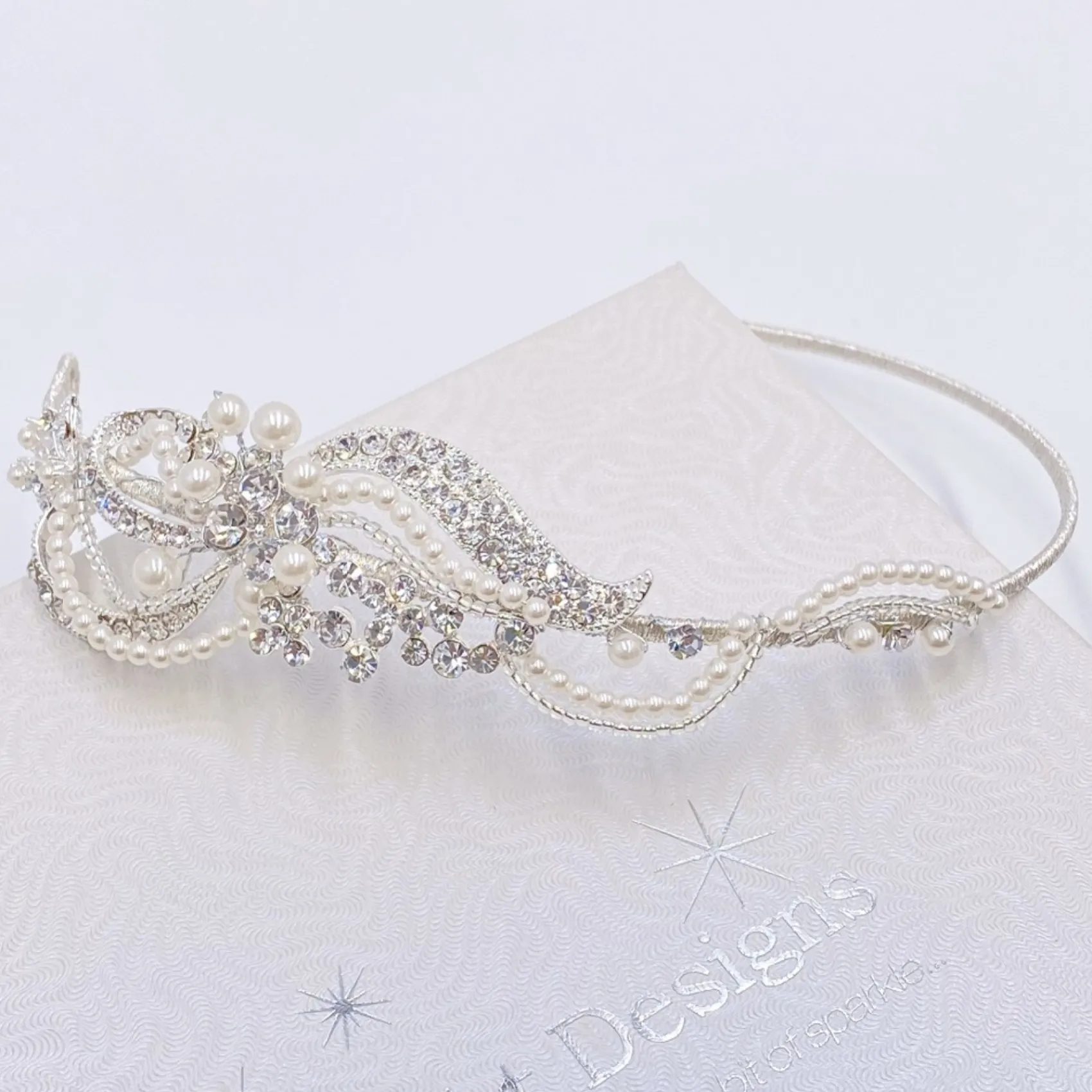 Twilight Designs Yvette Vintage Diamante und Perle Seite Stirnband* Vintage-kopfbedeckungen | Perlen-haarschmuck
