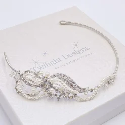 Twilight Designs Yvette Vintage Diamante und Perle Seite Stirnband* Vintage-kopfbedeckungen | Perlen-haarschmuck