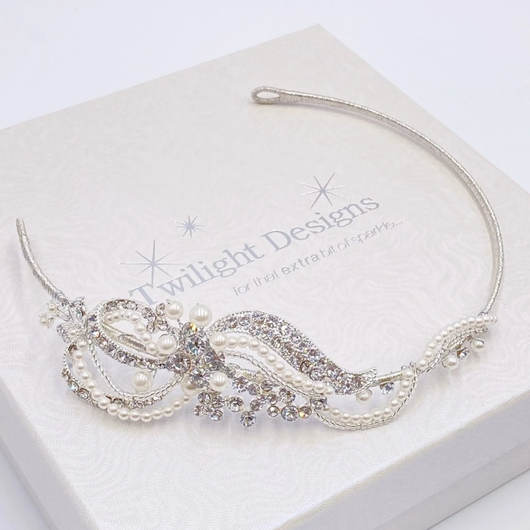 Twilight Designs Yvette Vintage Diamante und Perle Seite Stirnband* Vintage-kopfbedeckungen | Perlen-haarschmuck
