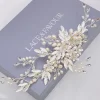 Twilight Designs Zelda Silber Blumen und Blätter Hochzeit Haarspange* Perlen-haarschmuck | Silberne Haar-accessoires